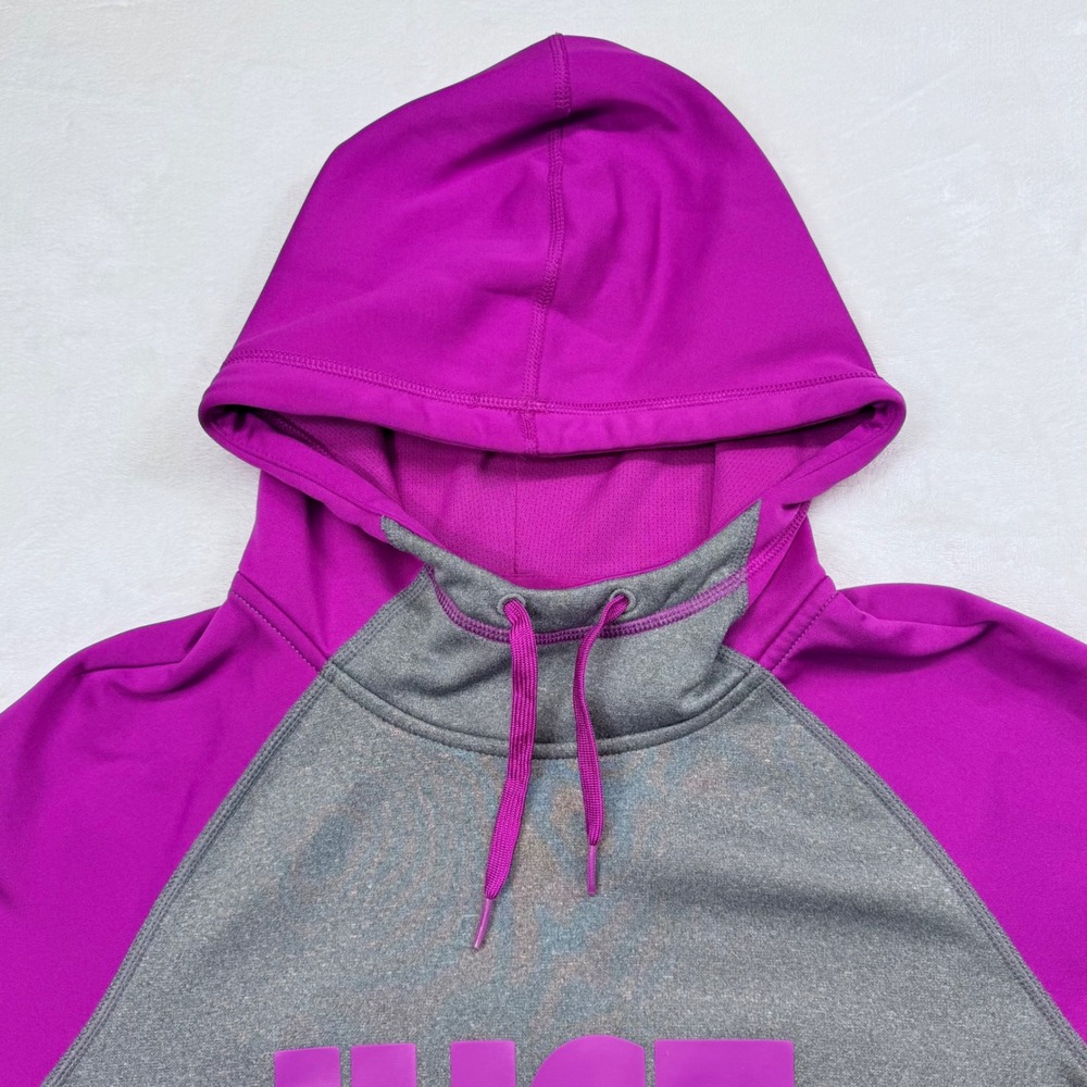 Nike Therma-FIT Hoodie Womens Medium Gray Purple Just Do It Raglan Sweatshirt - Picture 3 of 16